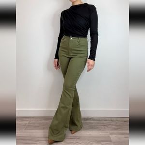 Olive Green Flare Denim
